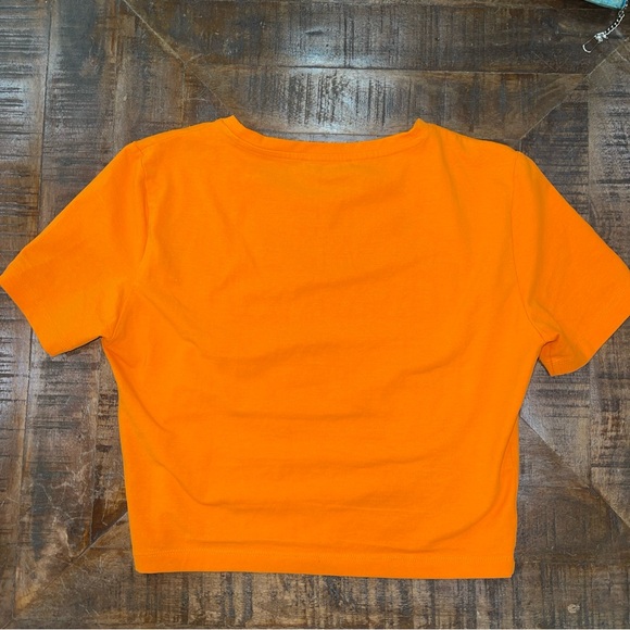 Zara Short Sleeve T- Shirt Basic Cotton Top Orange Color Size Medium - Picture 5 of 8